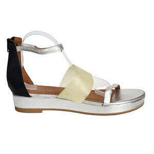 JEFFREY CAMPBELL NEW Ankle Strap Leather Platform Sandals Silver Black NWD